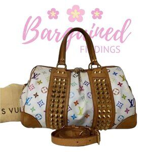 Authentic Louis Vuitton White Monogram Multicolore Canvas Courtney MM Bag